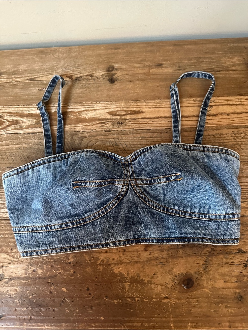 Pilcro Anthropologie Y2K Denim Bustier Crop Top | Blue Jean Corset Cami 4